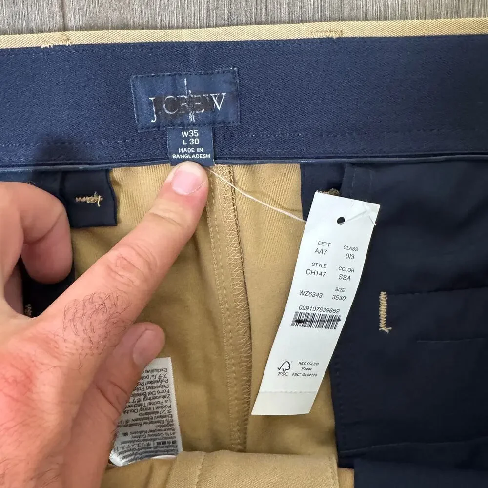 J.Crew Performance 1040 Athletic Tapered-Fit Tech Pants Mens 35x30 Savannah Sand